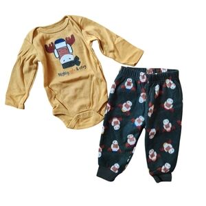 Baby Gear Baby Boy Moose Long Sleeve Bodysuit and Pant Set Size 3-6 months